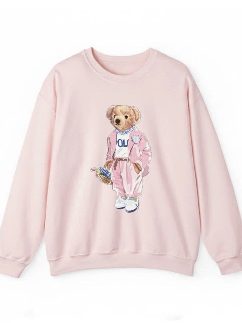 Gildan Light Pink Bear Graphic Short Sleeve Tee